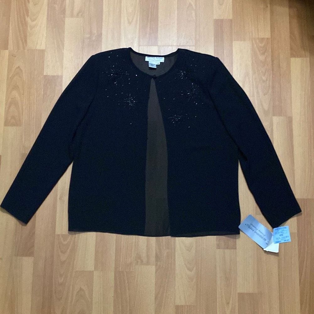 Vintage Adrianna Papell Boutique Evening Black Beaded Blouse Shirt Top PM